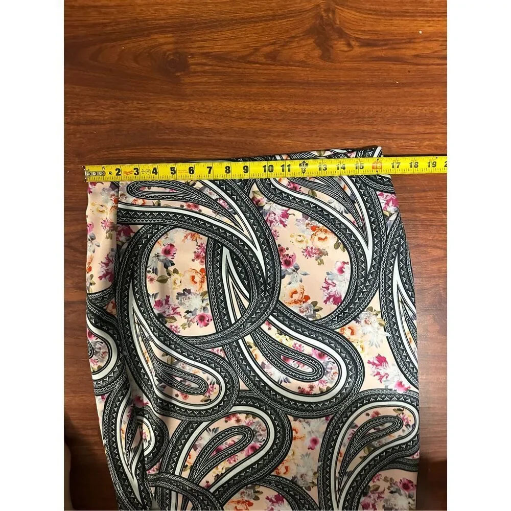 Bisou Bisou Pencil Straight Skirt Stretch Multi-Color Paisley. Size L